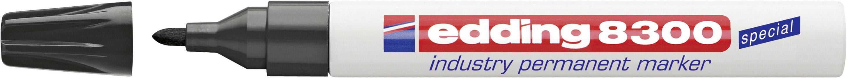Permanentní fix 'edding 8300' s modrou čepičkou a červeným logem.