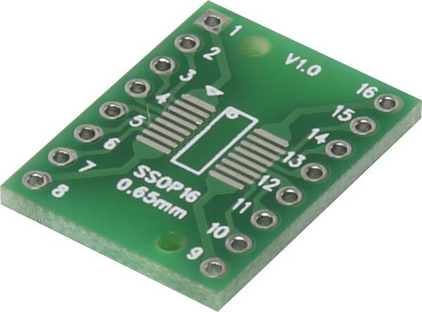 TRU COMPONENTS SSOP16-L experimentální deska  epoxid (d x š) 18 mm x 15.6 mm 35 µm Rastr (rozteč) 2.54 mm Množství 1 ks