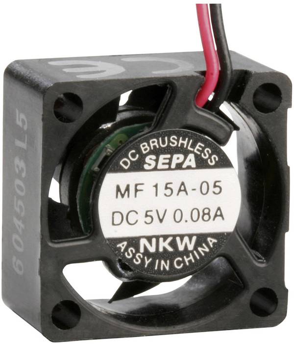 SEPA MF15A05 axiální ventilátor, 5 V/DC, 0.6 m³/h, (d x š x v) 15 x 15 x 8 mm, MF15A05-BLI