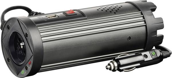 VOLTCRAFT konvertor  MSW 150-24-F, 150 W, 24 V/DC -> 230 V/AC, tvar pro uložení do držáku na nápoje