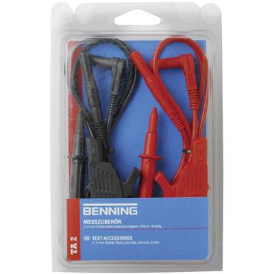Benning TA 2 sada bezpečnostních měřicích kabelů [lamelová zástrčka 4 mm - lamelová zástrčka 4 mm] 1.00 m, červená, čern