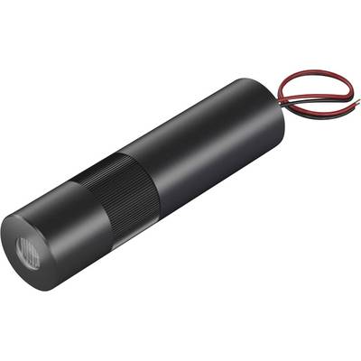 Černé válcovité elektronické zařízení s kabely na jednom konci, pravděpodobně nějaký senzor nebo malá ruční svítilna.