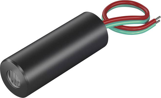 Válcový černý elektromotor se dvěma vyčnívajícími kabely, jedním červeným a jedním zeleným, pravděpodobně určený pro elektrické přístroje.