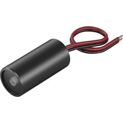 Malý válcový černý senzor se dvěma vodiči, červeným a černým, vhodný pro elektronické aplikace a přenos signálů.