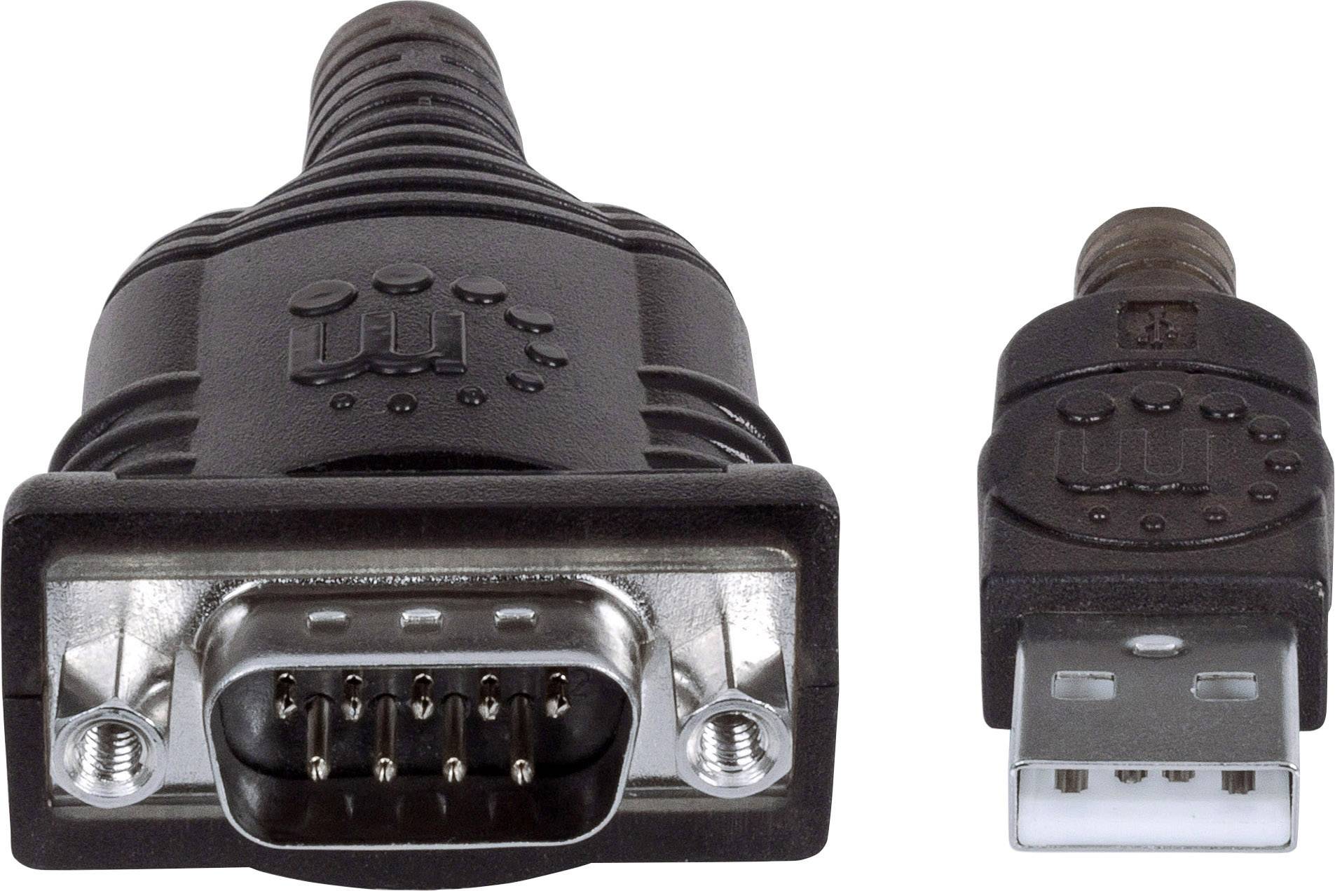 Sériový konektor DB9 propojený s konektorem USB-A, používaný pro konverzi sériového rozhraní.