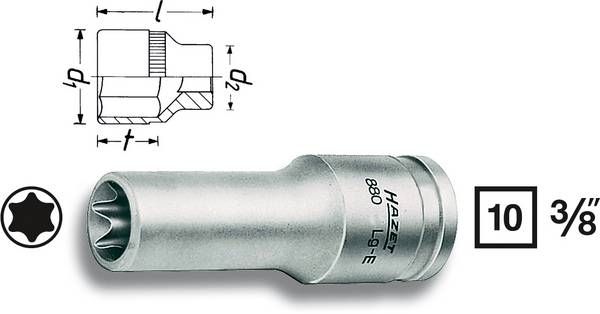 Hazet 880LG-E14 880LG-E14 vnější TORX vložka pro nástrčný klíč  10 mm 3/8" T 14   3/8"