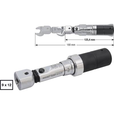 Momentový klíč s 9x12 uchycením, celková délka 180 mm, rozsah 0-4 Nm. Obrázek ukazuje klíč s rozměry.