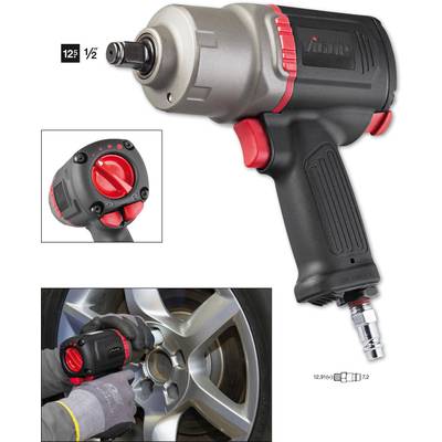 Pneumatický rázový utahovák se používá k uvolnění matice kola na pneumatice automobilu. Detail ukazuje nastavení momentu.