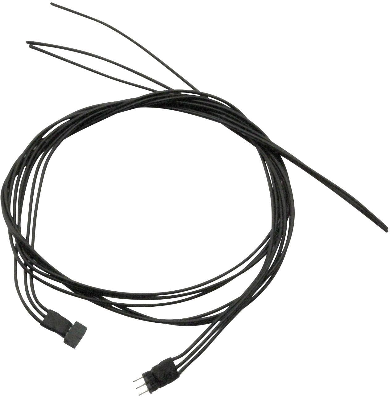 Černý kabel se dvěma koncovkami, vhodný pro elektronické připojení nebo propojení.