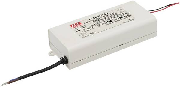 MEAN WELL PCD-60-700B LED driver  konstantní proud 60 W 0.7 A 50 - 86 V/DC stmívatelný, PFC spínací obvod , ochrana proti přepětí , montáž na nehořlavém povrchu  1 ks