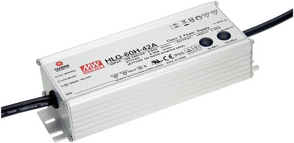 MEAN WELL HLG-60H-24B LED driver, napájecí zdroj pro LED  konstantní napětí, konstantní proud 60 W 2.5 A 14.4 - 24 V/DC stmívatelný, PFC spínací obvod , ochrana proti přepětí  1 ks