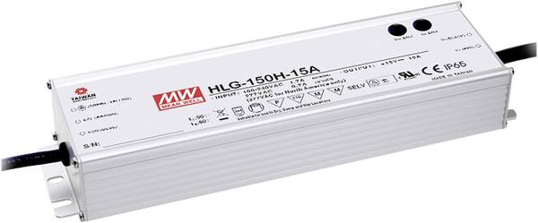 MEAN WELL HLG-150H-24B LED driver, napájecí zdroj pro LED  konstantní napětí, konstantní proud 150 W 6.3 A 12 - 24 V/DC stmívatelný, PFC spínací obvod , ochrana proti přepětí  1 ks