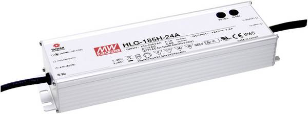 MEAN WELL HLG-185H-24B LED driver, napájecí zdroj pro LED  konstantní napětí, konstantní proud 187 W 7.8 A 12 - 24 V/DC stmívatelný, PFC spínací obvod , ochrana proti přepětí  1 ks