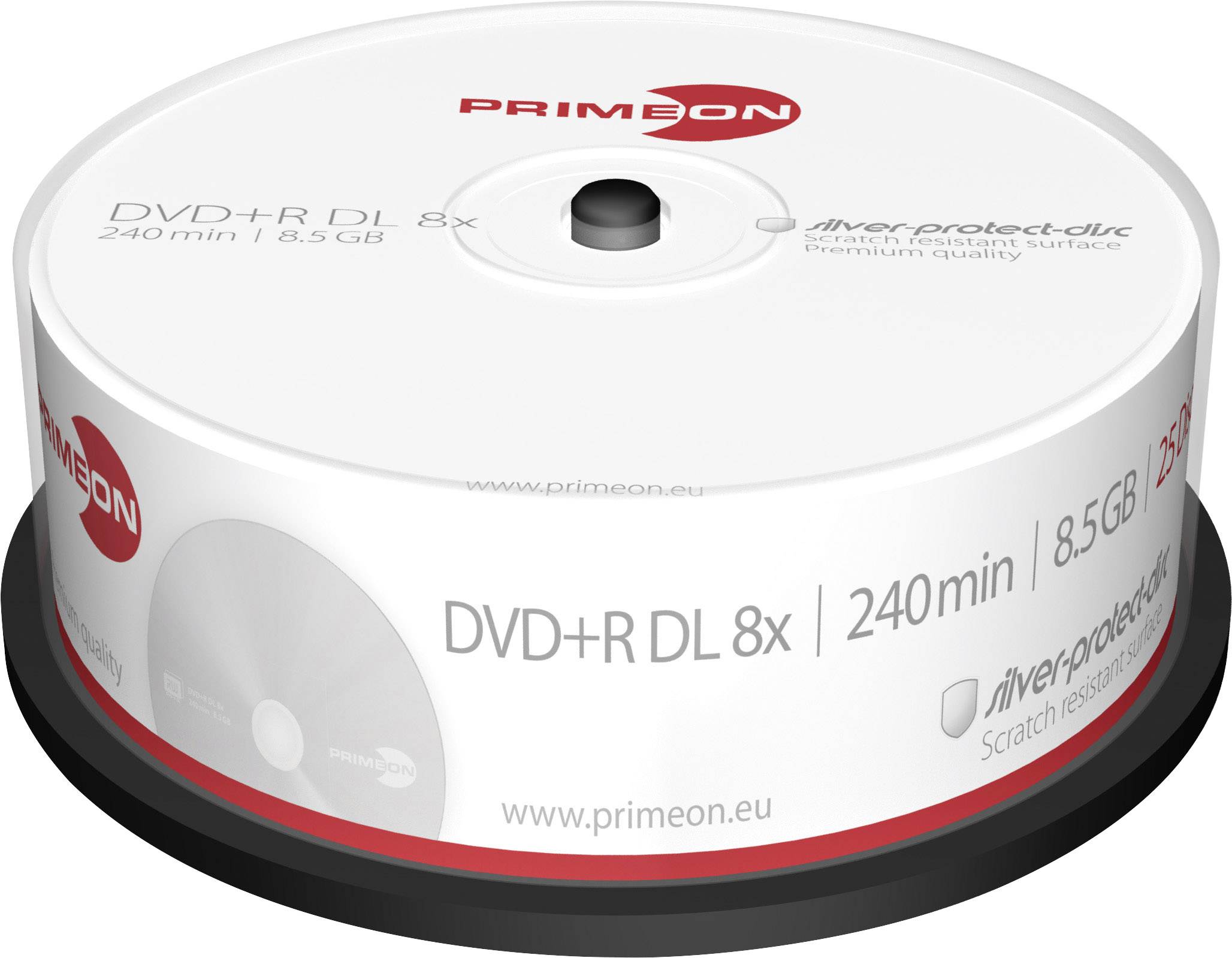 Primeon 2761251 DVD+R DL 8.5 GB 25 ks vřeteno stříbrný matný povrch