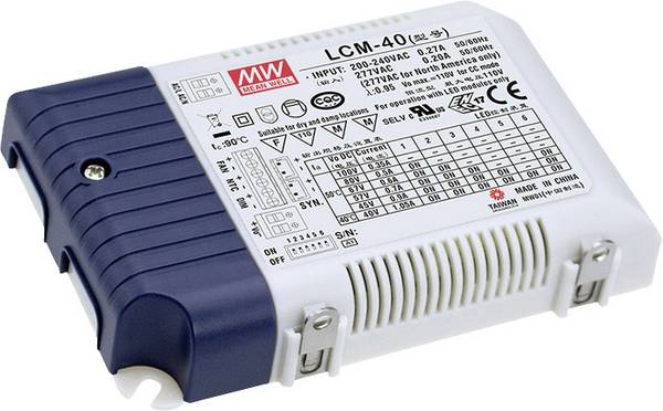 MEAN WELL LCM-40 LED driver  konstantní proud 42 W 0.35 - 1.05 A 2 - 80 V/DC PFC spínací obvod , ochrana proti přepětí , stmívatelný 1 ks