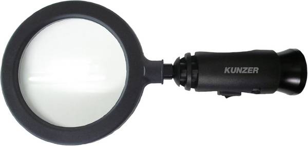 Kunzer 7LL01  ruční lupa  s LED osvětlením   Velikost objektivu: (Ø) 90 mm černá