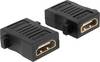 Delock 65509 HDMI adaptér [1x HDMI zásuvka - 1x HDMI zásuvka] černá lze šroubovat, pozlacené kontakty 0 mm