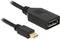 Černý kabel s konektorem Mini DisplayPort vlevo a zásuvkou DisplayPort vpravo, určený pro přenos video a audio dat.