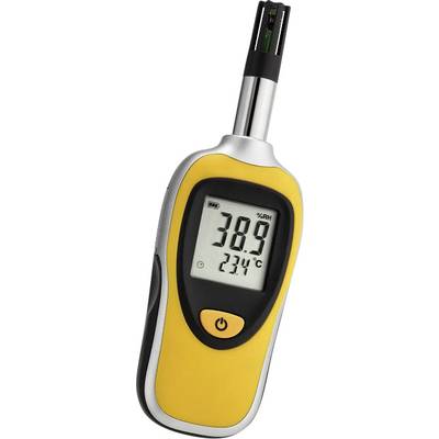 Digitální teploměr a vlhkoměr ukazuje 38,9% relativní vlhkosti a 23,4°C teploty.