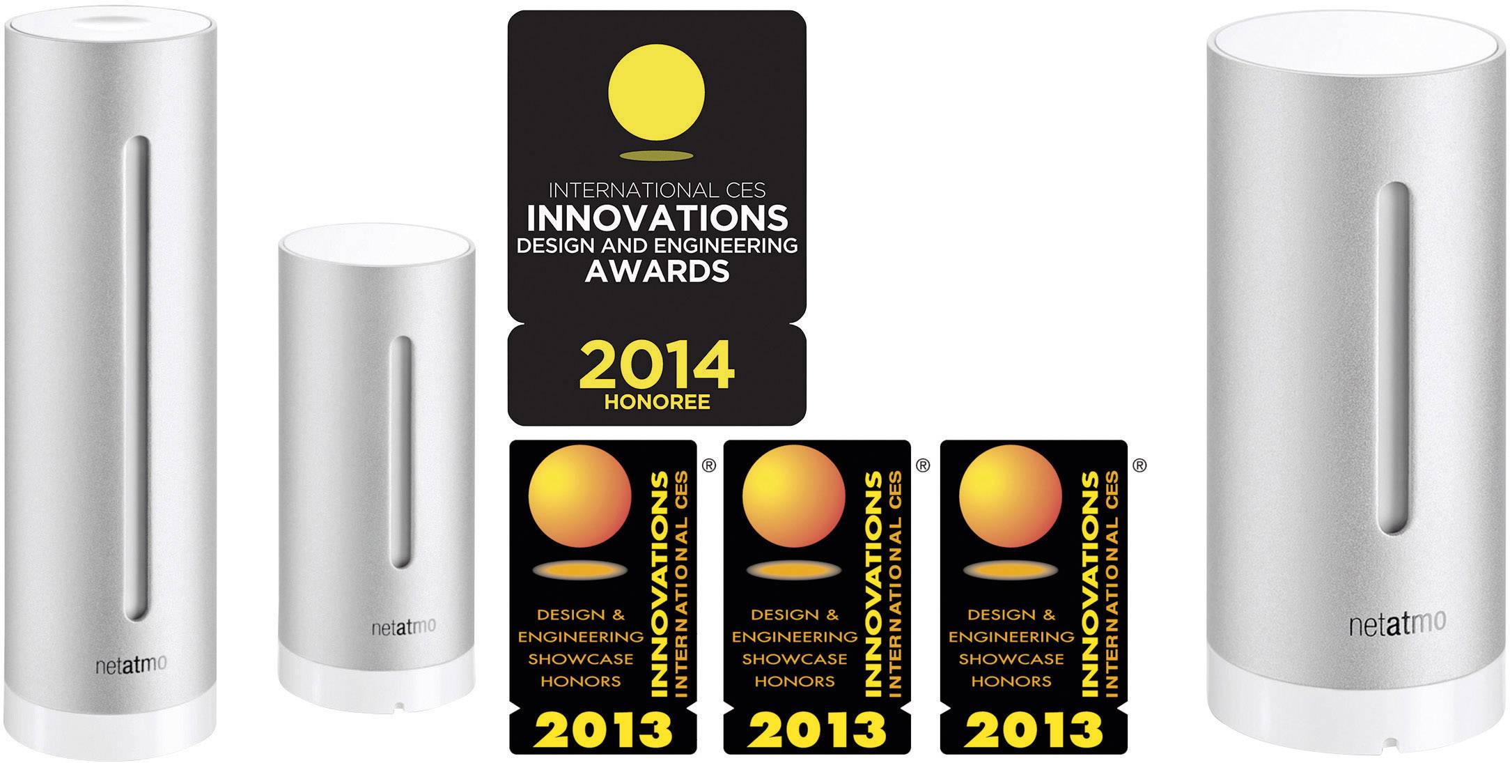 Tři chytré meteorologické stanice od Netatmo, oceněné cenami CES Innovations v letech 2013 a 2014.