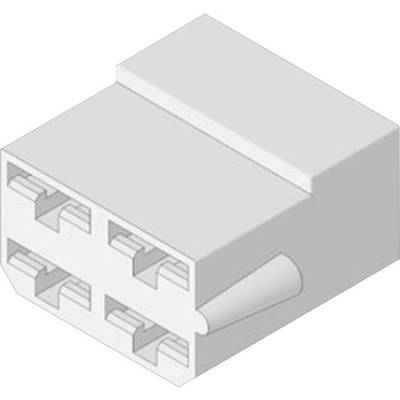 3D diagram obdélníkové zástrčky se čtyřmi konektory, zobrazující místa připojení a celkový tvar.