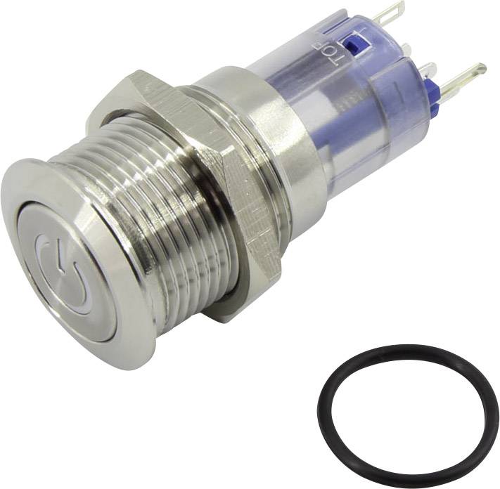 TRU COMPONENTS LAS2GQF-11ZDT/W/12V/S/P, 1303019 tlačítkový spínač, 16 mm, 48 V/DC, 2 A, 1 ks