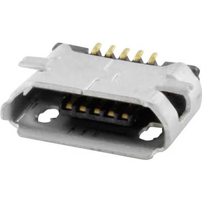 Detailní záběr micro-USB konektoru se zlatými kontakty, vhodný pro elektronická zařízení.