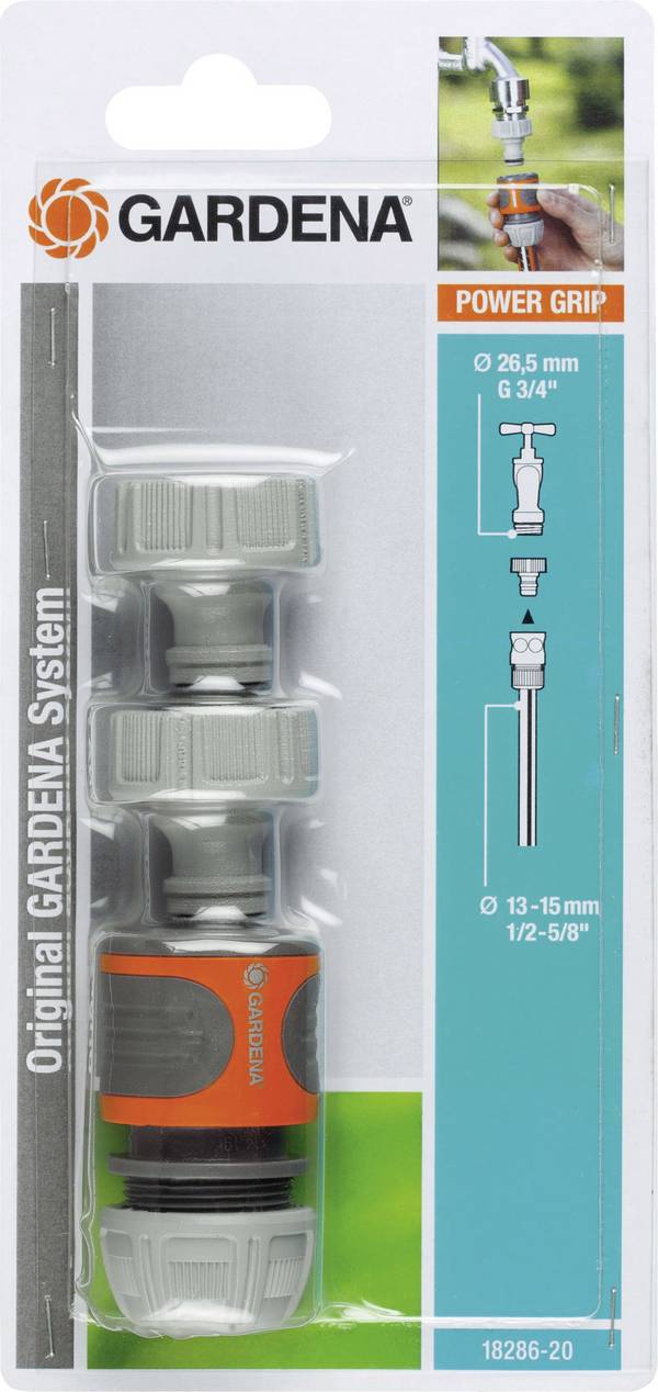GARDENA 18286-20  plast přípojka kohoutu  13 mm (1/2") Ø, 24,2 mm (3/4") vnitřní závit  sada