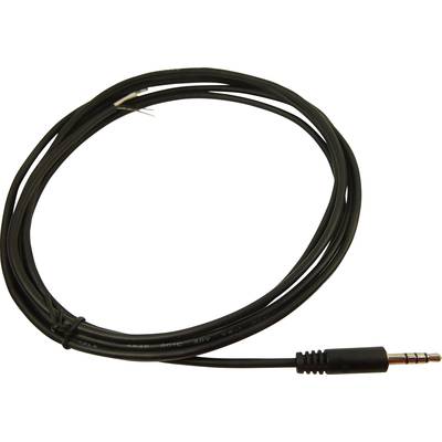 Černý audio kabel s konektorem a volnými konci. Vhodný pro připojení audio zařízení.
