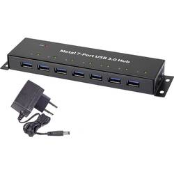 USB hub s nástennou montážou RENKFORCE, 7x USB 3.0