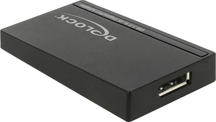 Externí černý box na pevný disk od Delocku s bočním USB připojením.