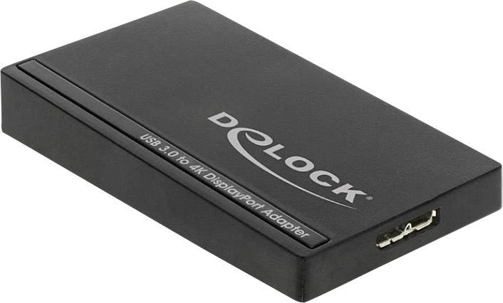 Černý USB 3.0 adaptér na DisplayPort 4K od Delocku.