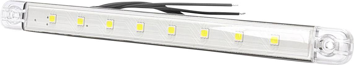 Podlouhlá LED lampa s osmi žlutými diodami a dvěma napájecími konektory. Vhodná pro použití ve vnitřních i venkovních prostorech.