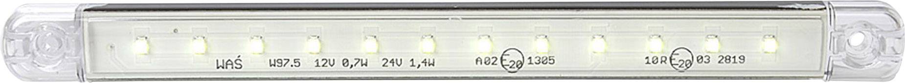 Úzká LED lampa s několika svítícími diodami v průhledném krytu. Vhodná pro rovnoměrné osvětlení.