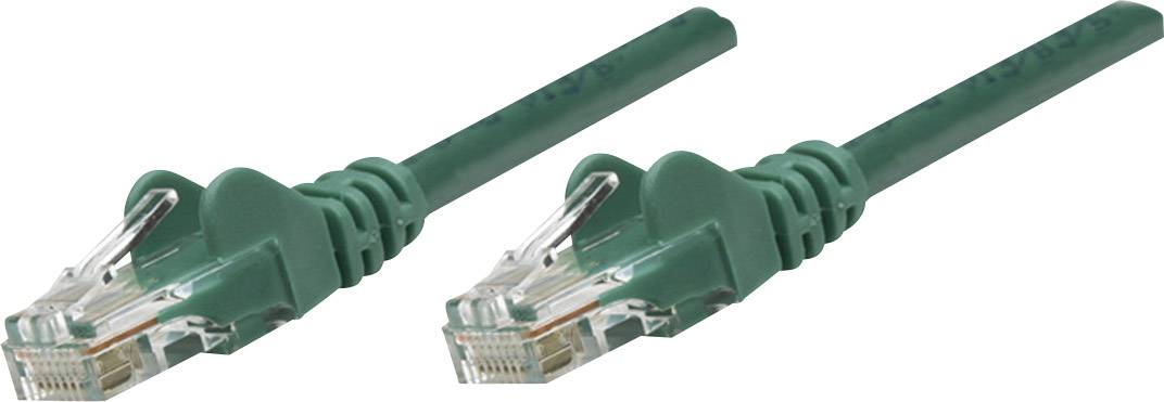 Dva zelené ethernetové kabely s konektory RJ45 ležící vedle sebe, určené pro datové připojení v sítích.