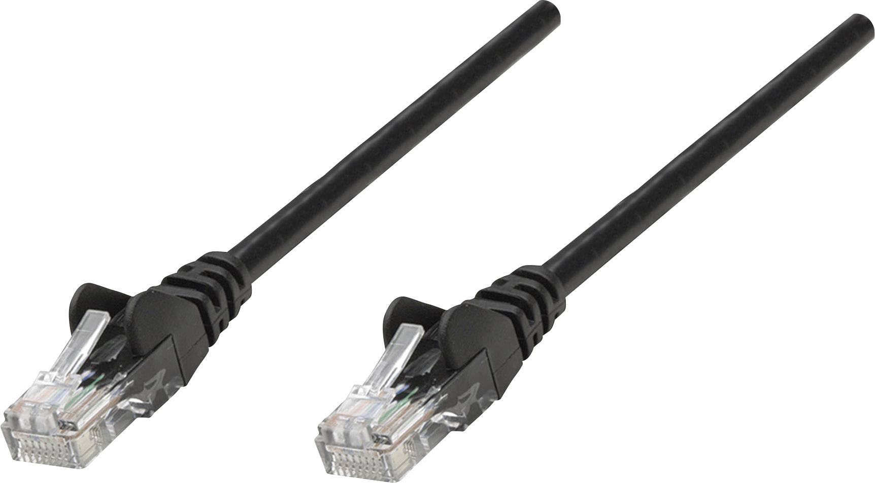 Dva černé ethernetové kabely s konektory RJ45 pro připojení síťových zařízení.