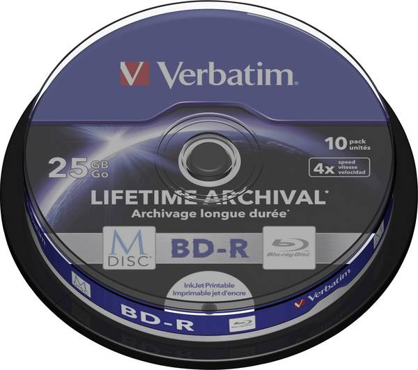 Verbatim 43825 M-DISC Blu-ray XL Rohling 25 GB 10 ks vřeteno s potiskem