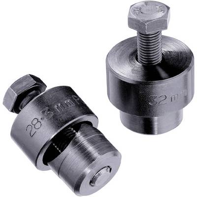 Dva kulaté kovové nástroje s nápisy '28,3 mm' a '32 mm', každý s šestihrannou hlavou šroubu, na bílém pozadí.