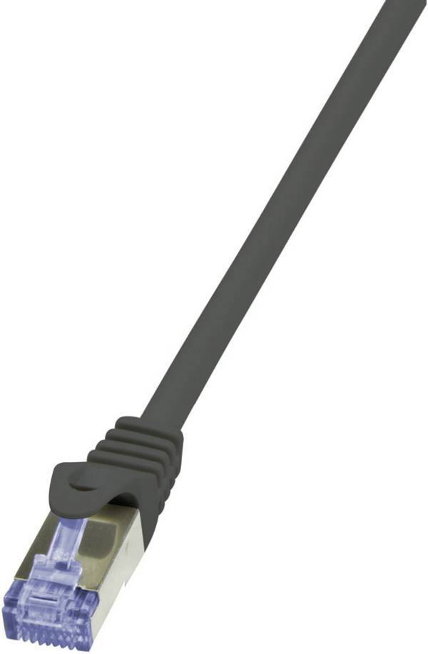 LogiLink CQ4113S RJ45 síťové kabely, propojovací kabely CAT 6A S/FTP 20.00 m černá pozlacené kontakty, samozhášecí, s ochranou 1 ks