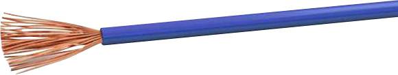 Modrý kabel s obnažnými měděnými vodiči na jednom konci, vhodný pro elektrické spoje a instalace.