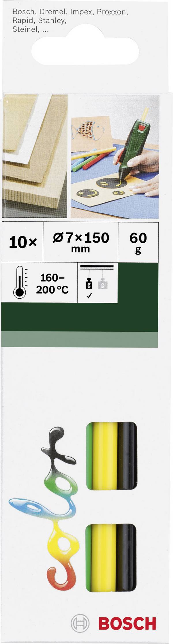 Bosch Accessories 2609256D30 lepicí tyčinky 7 mm 150 mm různé barvy tříděné 60 g 10 ks