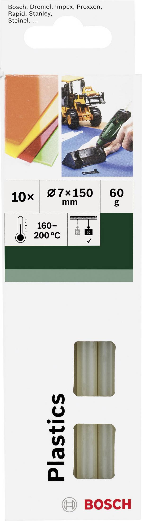 Bosch Accessories Plastics lepicí tyčinky 7 mm 150 mm transparentní 60 g 10 ks