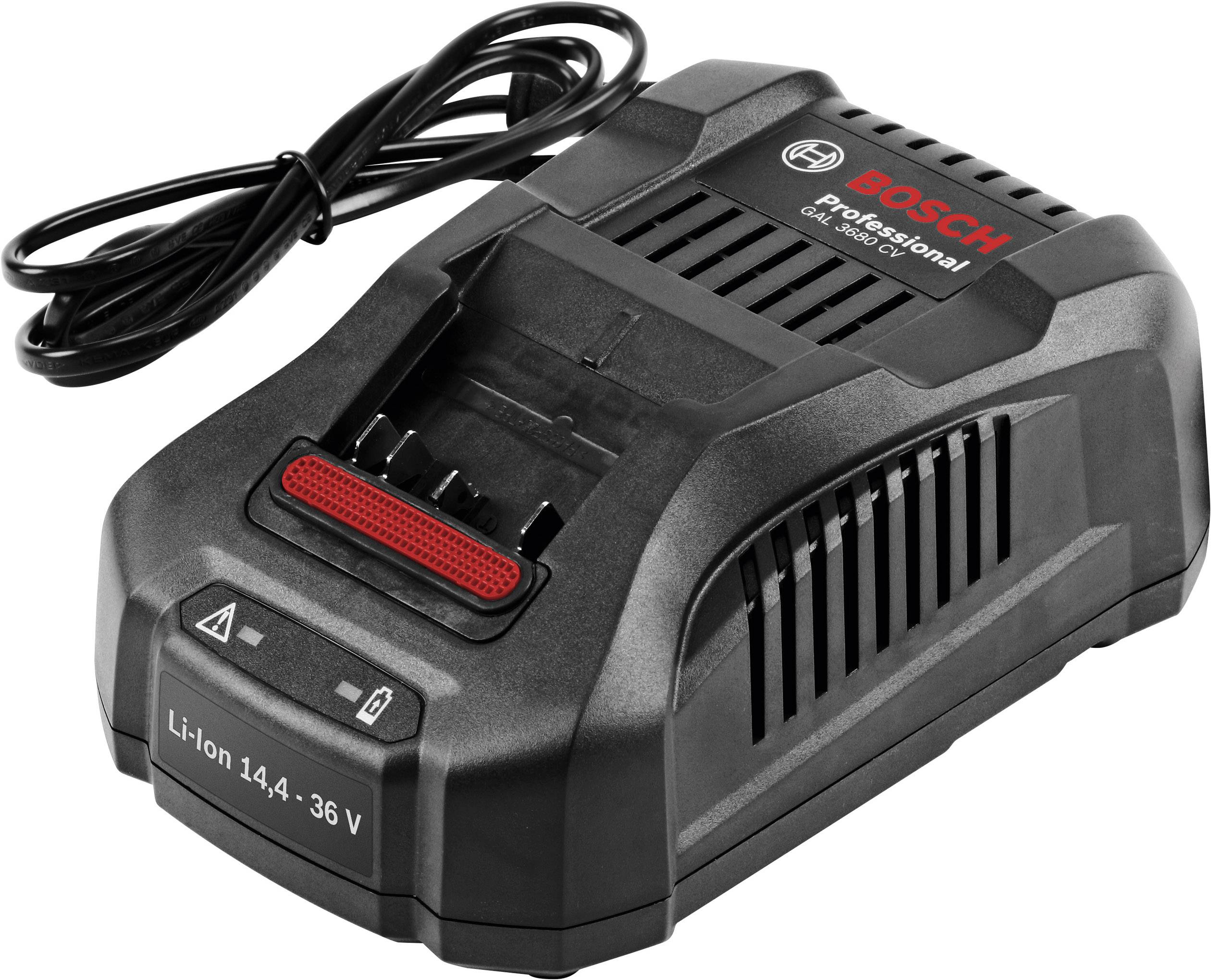 Nabíječka pro profesionální akumulátory Bosch, model GAX 18V-30, s napájecím kabelem. Vhodná pro lithium-iontové akumulátory o napětí 14,4 až 36 voltů.