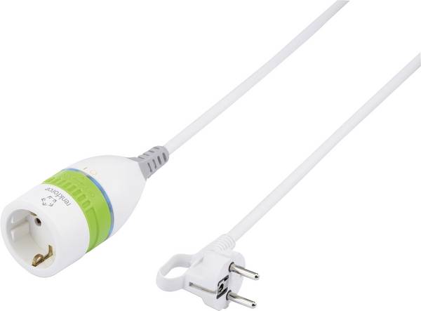 Renkforce 1362918 napájecí prodlužovací kabel, bílá, zelená, 5.00 m, s přepínačem