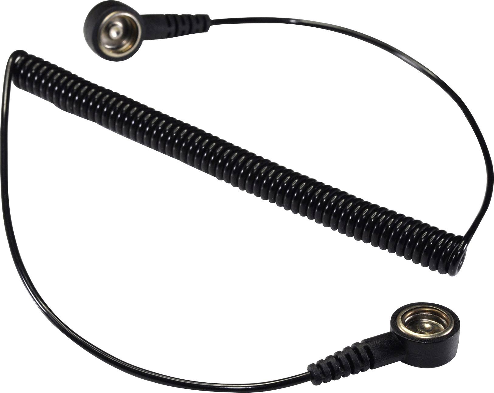 Černý spirálovitý kabel se dvěma kulatými konektory na koncích.