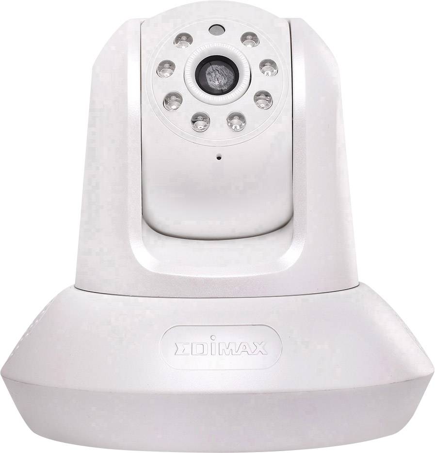 Bílá bezpečnostní kamera s infračervenými LED diodami, vhodná pro sledování v tmavém prostředí.