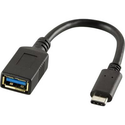 Adaptační kabel USB na USB-C. Vlevo USB konektor, vpravo USB-C konektor. Vhodný pro propojení různých zařízení.