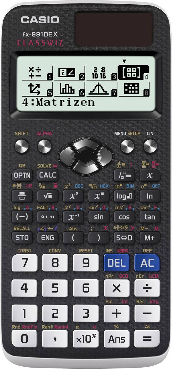 Casio FX-991DE X  technicko-vědecký počítač, displej (počet míst) 12, solární napájení, na baterii, černá