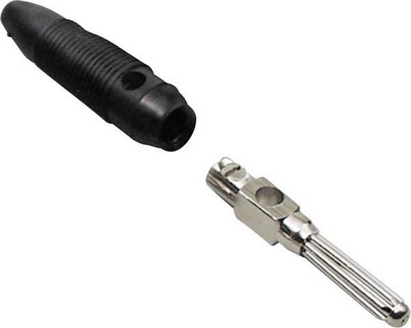 TRU COMPONENTS banánkový konektor zástrčka, rovná Ø pin: 4 mm černá 1 ks