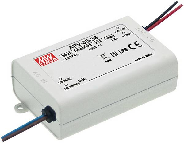 MEAN WELL APV-35-24 napájecí zdroj pro LED Energetická třída (EEK2021) G (A - G) konstantní napětí 36 W 0 - 1.5 A 24 V/DC bez možnosti stmívání, ochrana proti přepětí  1 ks